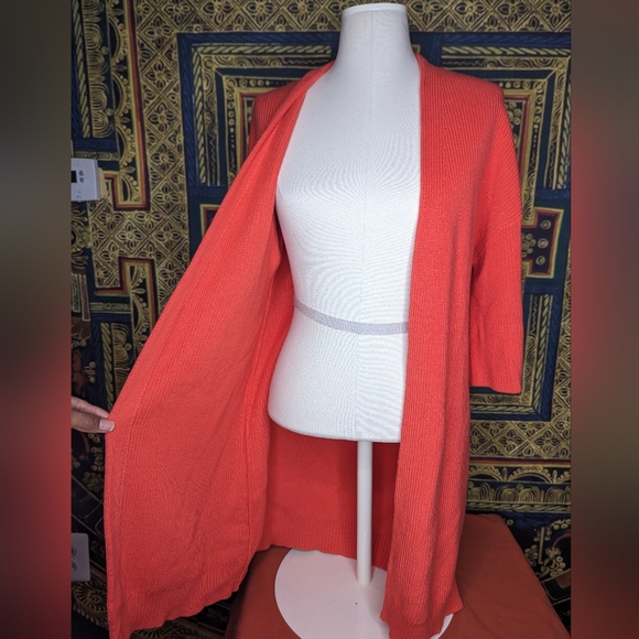 Belford 100% Pima Cotton Coral Cardigan Size Small - Picture 2 of 9